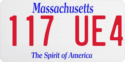MA license plate 117UE4