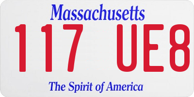 MA license plate 117UE8