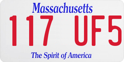 MA license plate 117UF5