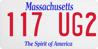 MA license plate 117UG2