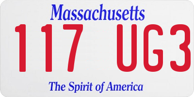 MA license plate 117UG3