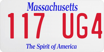 MA license plate 117UG4