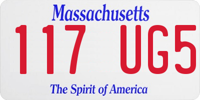 MA license plate 117UG5