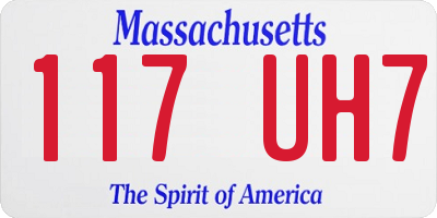 MA license plate 117UH7