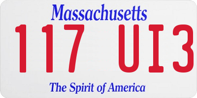 MA license plate 117UI3