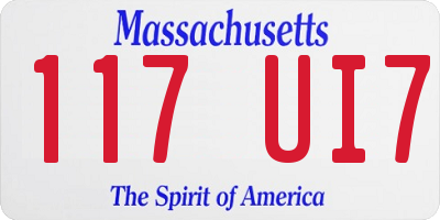 MA license plate 117UI7