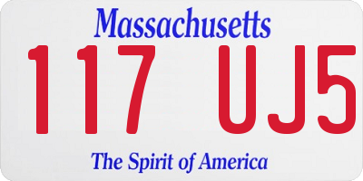 MA license plate 117UJ5