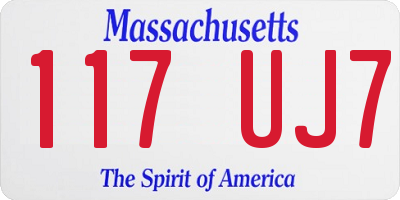 MA license plate 117UJ7