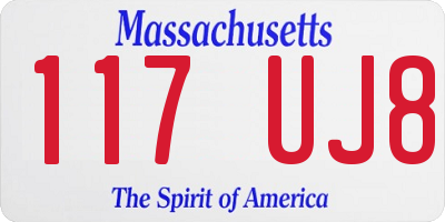 MA license plate 117UJ8