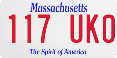 MA license plate 117UK0
