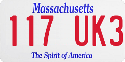 MA license plate 117UK3