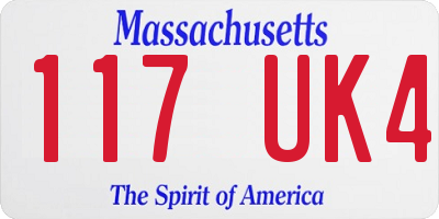 MA license plate 117UK4