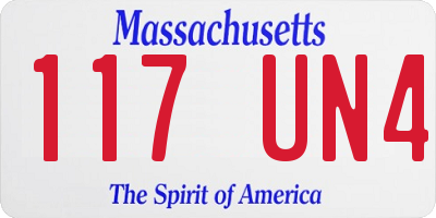 MA license plate 117UN4