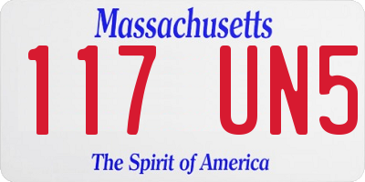 MA license plate 117UN5