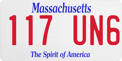 MA license plate 117UN6