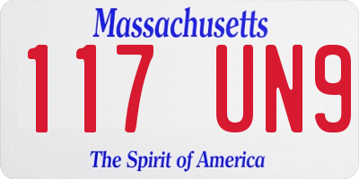MA license plate 117UN9