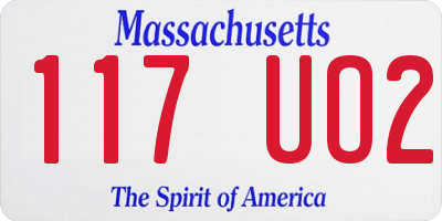 MA license plate 117UO2