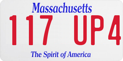 MA license plate 117UP4