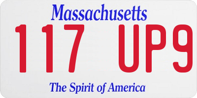 MA license plate 117UP9