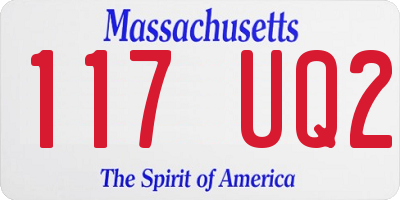 MA license plate 117UQ2