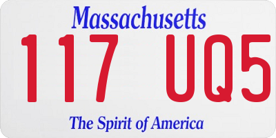 MA license plate 117UQ5