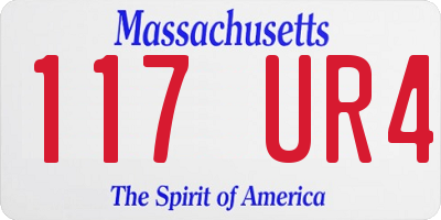 MA license plate 117UR4