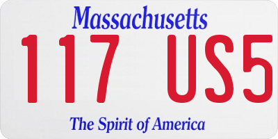 MA license plate 117US5