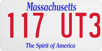 MA license plate 117UT3