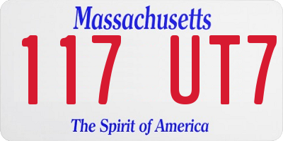 MA license plate 117UT7