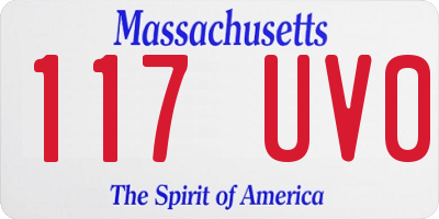 MA license plate 117UV0