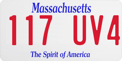 MA license plate 117UV4