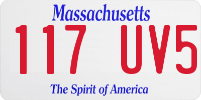 MA license plate 117UV5