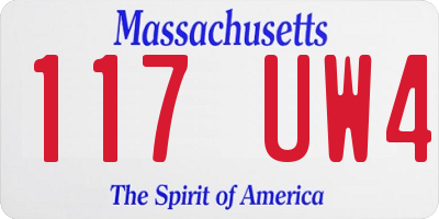 MA license plate 117UW4