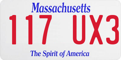MA license plate 117UX3