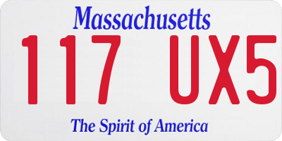 MA license plate 117UX5