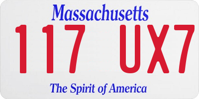 MA license plate 117UX7