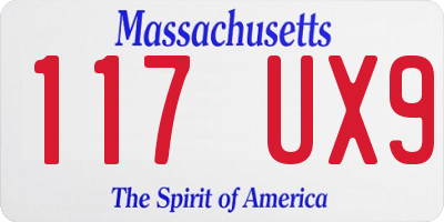 MA license plate 117UX9