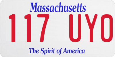 MA license plate 117UY0