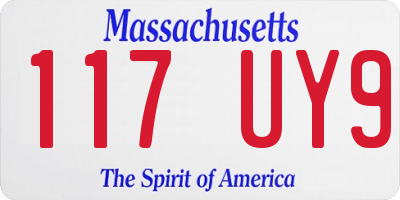 MA license plate 117UY9
