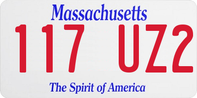 MA license plate 117UZ2