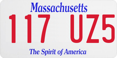 MA license plate 117UZ5