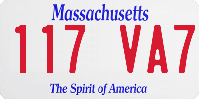 MA license plate 117VA7