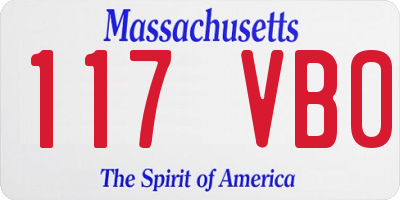MA license plate 117VB0