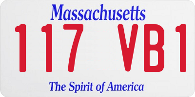 MA license plate 117VB1