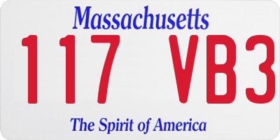 MA license plate 117VB3