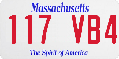 MA license plate 117VB4