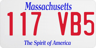 MA license plate 117VB5