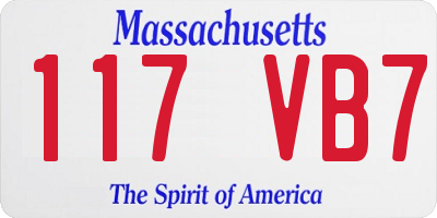MA license plate 117VB7