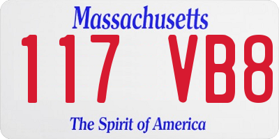 MA license plate 117VB8