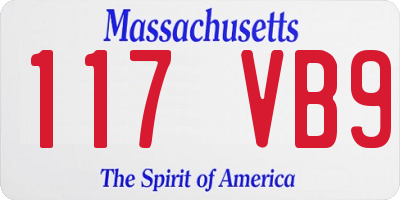 MA license plate 117VB9